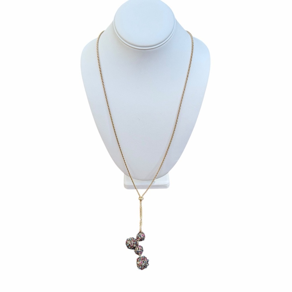 Charter Club 42” Gold Tone Lariat Necklace Multicolor Rhinestone Long Drop Y - Picture 2 of 15